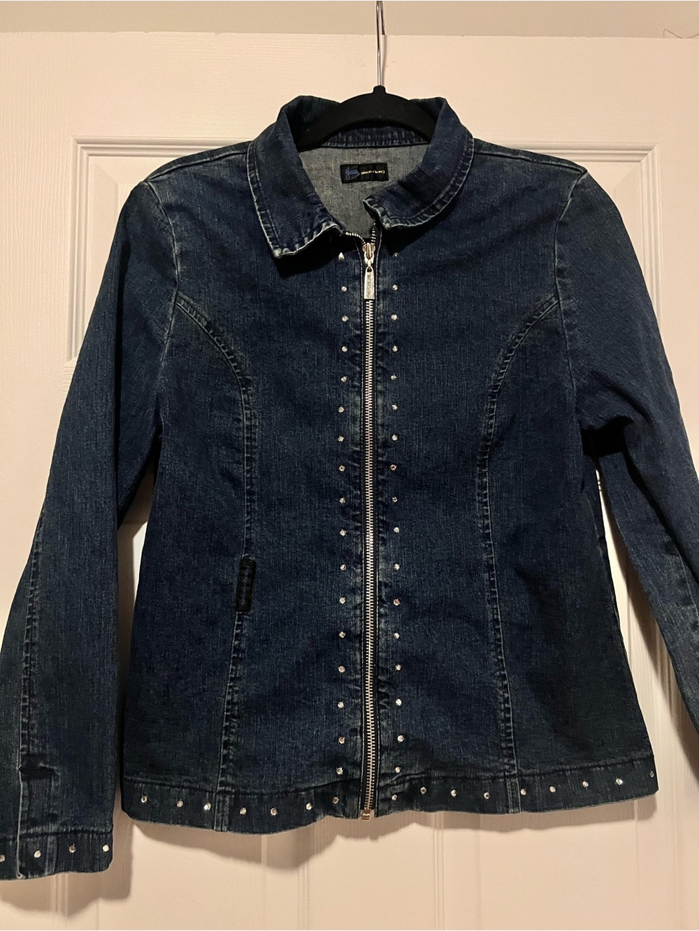 Simon Chang Dark Blue Denim Jacket with Stud Details